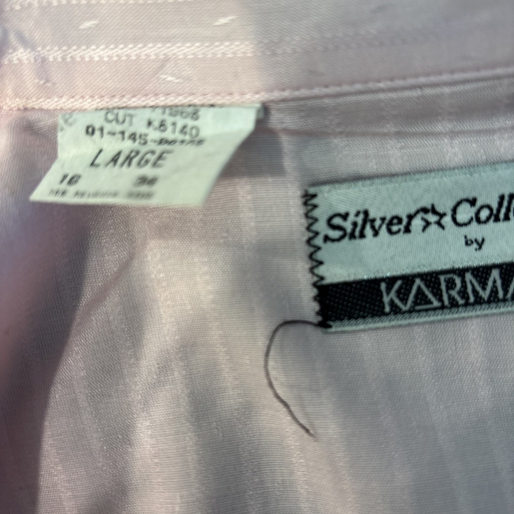 Vtg Silver Collection By Karman Mens Large Western Pink With Pearl Snap Shirt - Picture 7 of 7